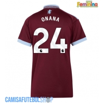 Camisa de time de futebol Aston Villa Amadou Onana #24 Replicas 1º Equipamento Feminina 2026-27 Manga Curta